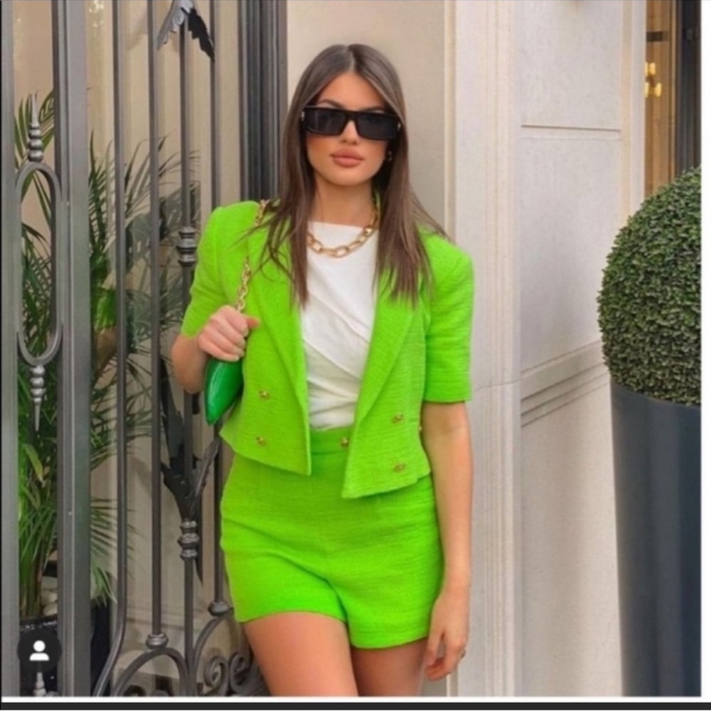 Zara Lime Sailor Shorts